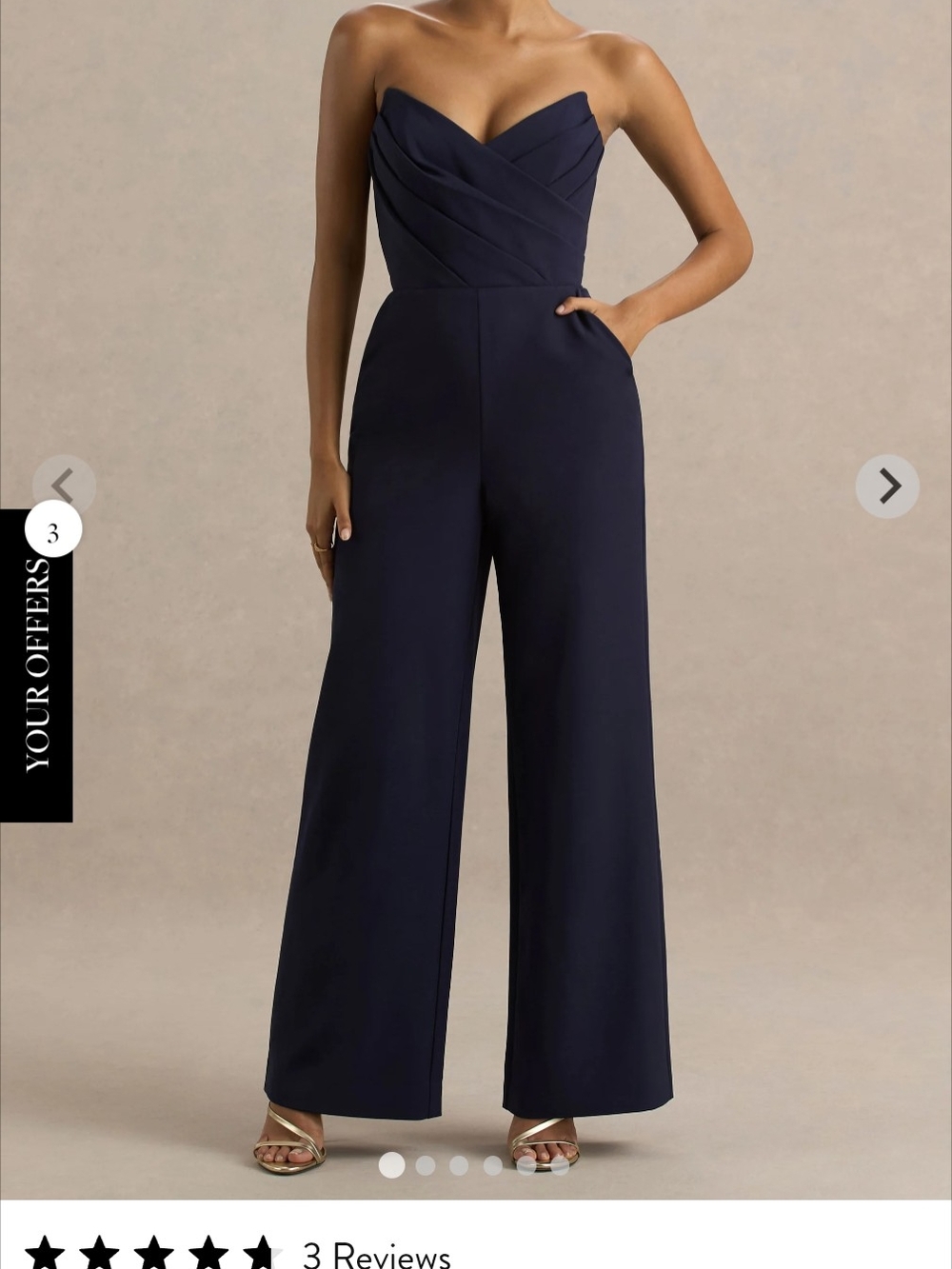 Club L London Strapless Navy Wide-Leg Jumpsuit
